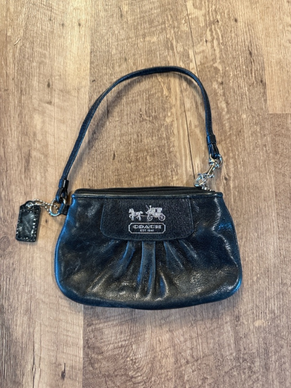 Coach Wristlet Bundle – 2 Black Bags Signature Canvas & Leather Pouch